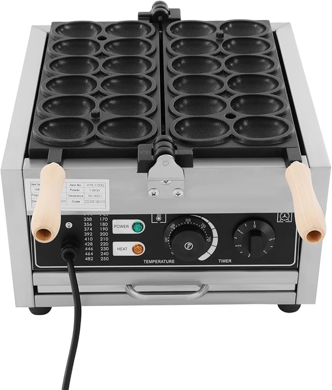Commercial Waffle Making Machine, 110V Electric Egg-Shaped Waffle Making Machine, Stainless Steel Waffle Baking Machine, Temperature & Time Adjustable