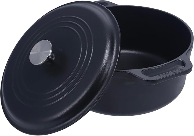 Victoria Cast Iron Large Dutch Oven with Lid and Dual Handles. 7 Quart Pot Seasoned with 100% Kosher Certified Non-GMO Flaxseed Oil