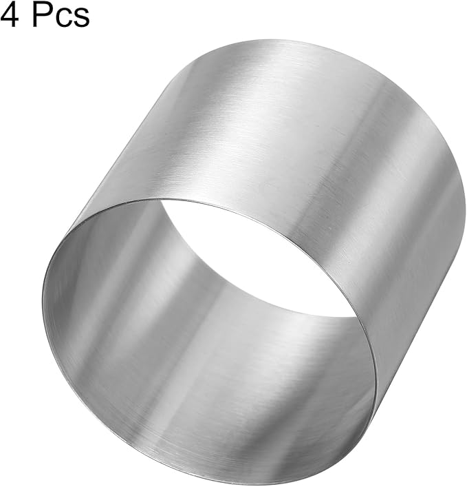 HARFINGTON 4PCS Round Cake Ring 2.36 x 2 Inch Seamless Stainless Steel Pastry Mousse Dessert Ring Mirror Coating for Baking Cooking Making Tool