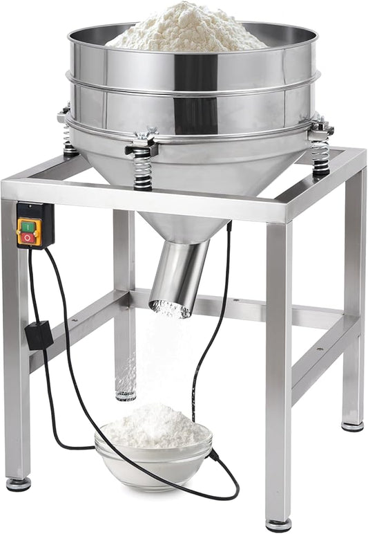 Automatic Powder Sifter Machine, 110V Electric Flour Sifter with 19.6" 40Mesh & 100Mesh Stainless Steel Screens, High-Speed Vibrating Sieve Shaker for Baking, Powder, Grain, and Food Processing