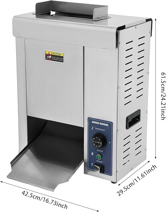 Commercial Burger Buns Toaster, 2000W Electric Vertical Burger Bread Baking Machine, Hamburger Bread Baking Machine for Fast Food Restaurant Bakery, Temperature & Thickness Adjustable