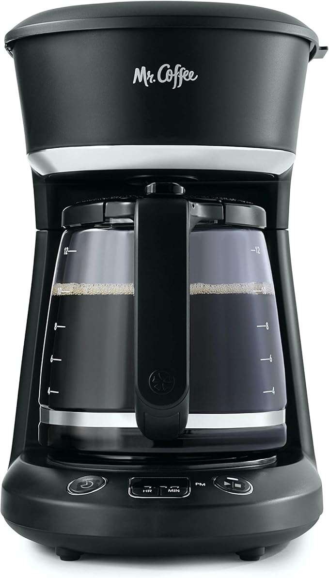 MR. COFFEE 12-Cup Programmable Coffeemaker, Brew Now or Later, Black