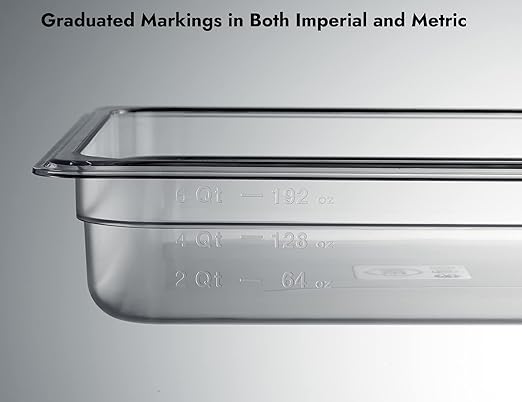 CURTA 6-Pack Full Size 2.5" Deep NSF Polycarbonate Food Pans | Dishwasher & Freezer Safe Clear Container for Prep Tables, Buffet, Salad Bar, Commercial & Home Kitchen