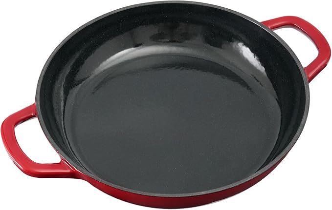 Braiser Enameled Cast Iron Braiser 3 qt Braiser Pan with Lid Red Shallow Cast Iron Casserole Braiser Pan with Handels