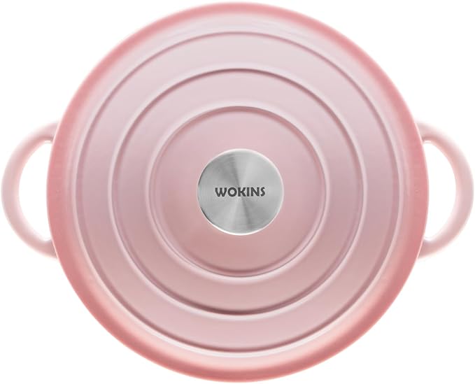 4QT Enameled Cast Iron Dutch Oven Pot with Lid,Heavy-Duty Cookware for Sourdough Bread Baking,Braising,Stews,Roasting,Oven Safe up to 500°F,pink
