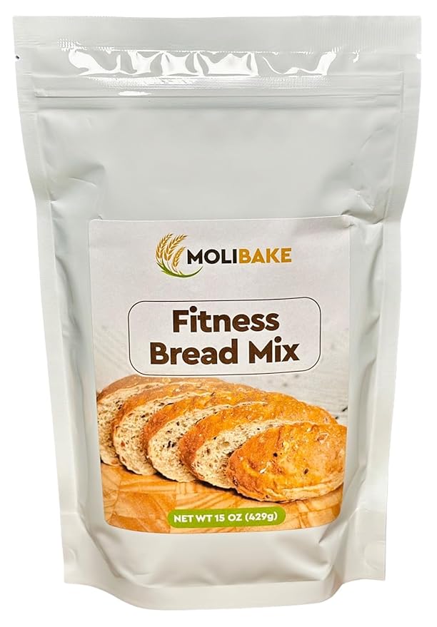 Molibake Fitness Bread Mix ?€? All-Natural High-Fiber Bread Mix for Bread Machine and Oven ?€? 15 oz ?€? Whole Grain Breads Mix with Carrots, Oats, Flax, Sunflower & Sesame Seeds ?€? Easy-to-Use Breads Maker Mix for Homemade Baking