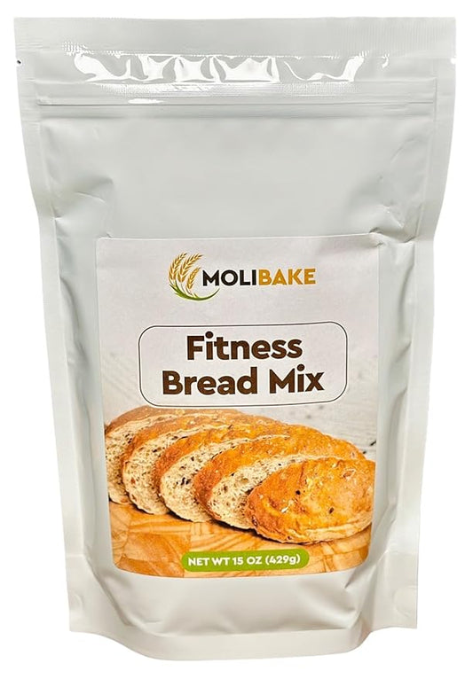 Molibake Fitness Bread Mix ?€? All-Natural High-Fiber Bread Mix for Bread Machine and Oven ?€? 15 oz ?€? Whole Grain Breads Mix with Carrots, Oats, Flax, Sunflower & Sesame Seeds ?€? Easy-to-Use Breads Maker Mix for Homemade Baking