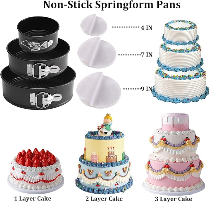 Gawren-H&E 678pcs Cake Decorating Kit,Baking Supplies with Decorating Tools,Cake Carrier,Cake Turntable,Piping Bags and 74 Tips,Springform Pans,Cake Decoratng Supplies Kit for Beginners/Professional