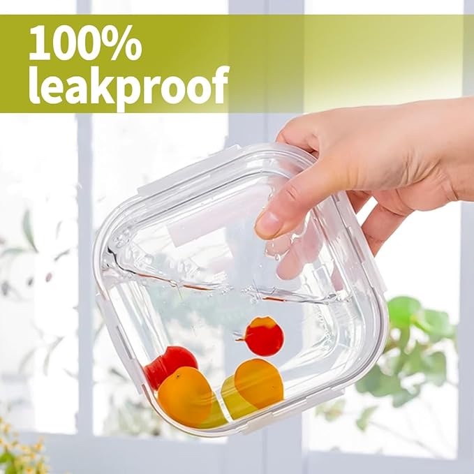 Small Square Glass Food Storage Containers With Lids，2 Cup Square Glass Containers, 16 oz Small Food Containers, Leak-proof lunch Bowls, Dishwasher Microwave Freezer Safe -(Dark Blue)