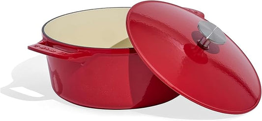 Made In Cookware - Dutch Oven 5.5 Quart - Red - Enameled Cast Iron - Exceptional Heat Retention & Durability - Professional Cookware - Crafted in France - Induction Compatible