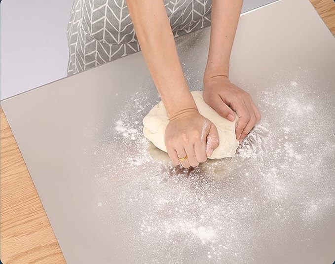 Stainless Steel Cutting Board with Lip, Extra Large Stove Top Chopping Board Pastry Board Kneading Board Noodle Boards 32”x 20” with Rolling Pin