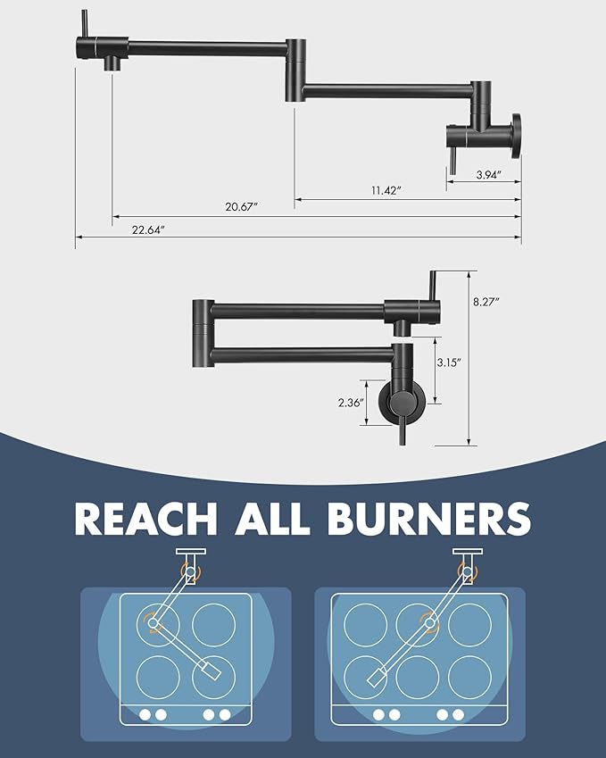 Pot Filler Faucet Matte Black Commercial Wall Mount Stove Faucet Wall Mount Pot Filler Facuet