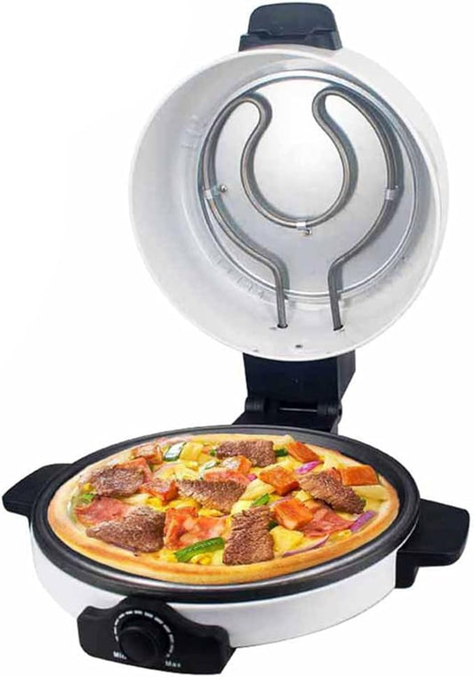 12 Inch Countertop Pizza Maker, Electric Pizza Oven Bread Maker Machine for Kitchens with Adjustable Temperature, Stainless Steel Heating Coil + Non-Stick Coating