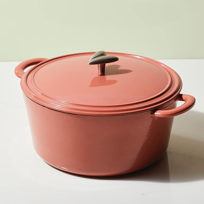 Ayesha Curry Kitchenware Enameled Cast Iron Dutch Oven/Casserole Pot with Lid, 6 Quart, Redwood Red