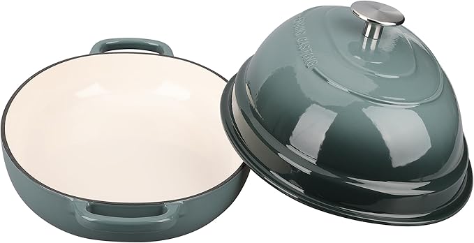 Enameled Oval Cast Iron Dutch Oven Pot with Lid, Bread Dutch Oven for Sourdough Bread Baking, Dutch Oven Bread, Bread Oven, 6QT, Slateblue
