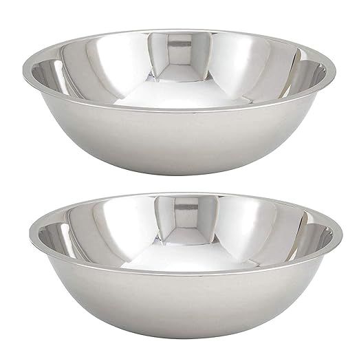 Tiger Chef Heavy Duty Mixing Bowl 16 Quart All-purpose Mixing Bowls for Home and Commercial Use - Best Prep Bowls for cake mixtures, dough’s, salads, pastas, dressings Stainless Steel - 2 Pack