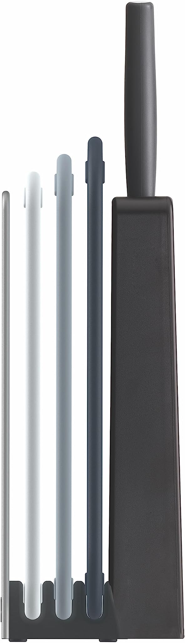 Joseph Joseph Nest 6 Piece Knife and Cutting Board Set, Stainless Steel Kitchen Knives and Color Coded Boards in Compact Storage Stand, Grey
