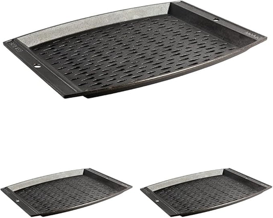 Lodge Pre-Seasoned Cast Iron Rectangle Grill Topper - Use on the Grill - Grilling Pan Designed to Protect Food from Falling Through the Grate - Cast Iron 15 Inch (Pack of 3)