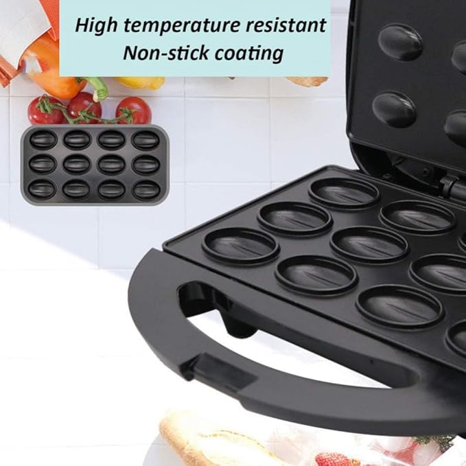 Electric Nut Cake Maker, High Capacity 24, Nut Baker Bread Waffle Sandwich Baking Machine, Frying Pan for Toaster, Breakfast, Kitchen, Oven Gift
