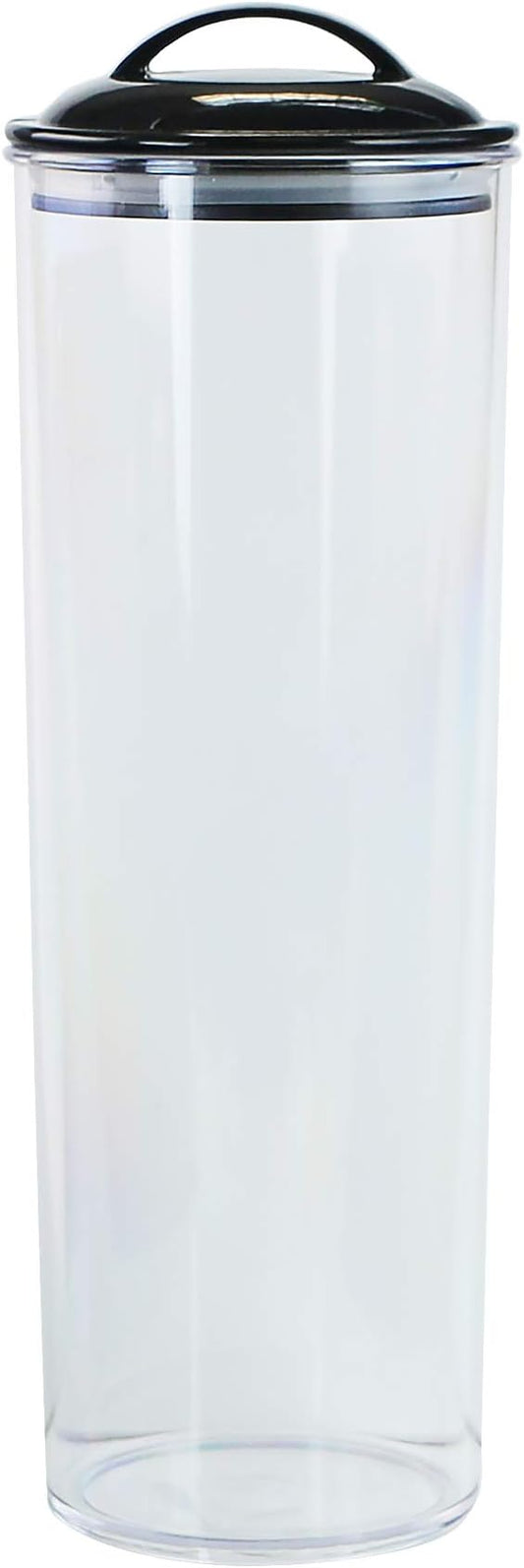 Reston Lloyd Tall Clear Spaghetti Pasta Storage Canister Container with Airtight Lid BPA Free for Kitchen Pantry Organization, Black