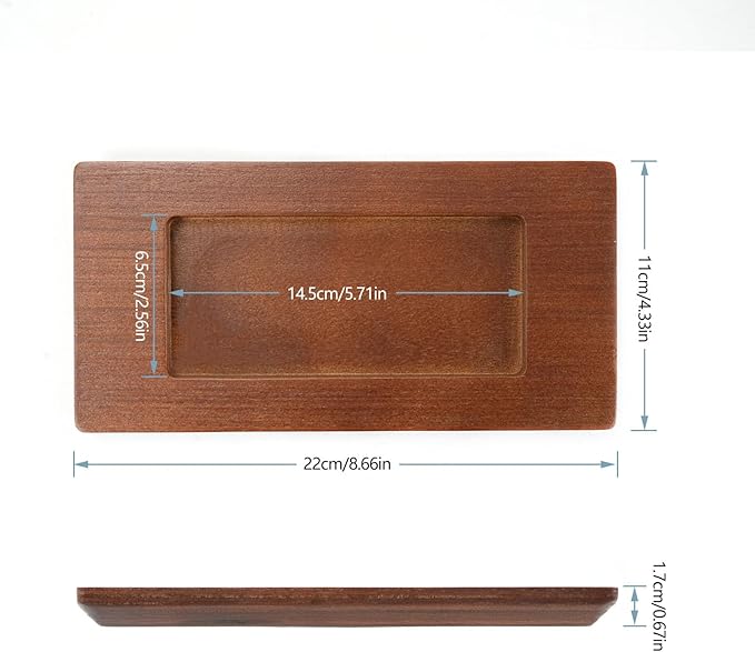 HAWOK Cast Iron Rectangle Mini Server, 7.76”Lx2.95”W x1.26”H, Serving Dish Pans, with Wooden Underliner, Set of 4 Black
