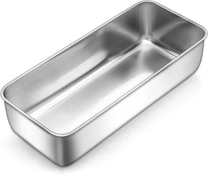 LIANYU Stainless Steel Loaf Pan, 12x5 Inch Large Bread Pan for Baking, Metal Bakeware for Meatloaf, Sourdough Bread, Lasagna, Cake, Healthy & Non Toxic, Oven & Dishwasher Safe