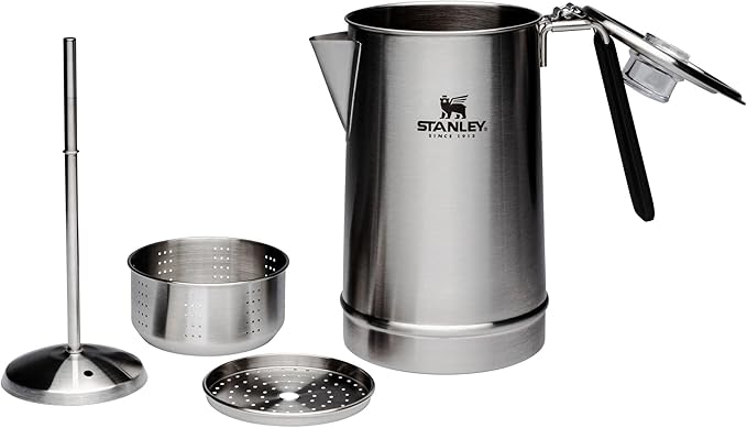 STANLEY Coffee Percolator 1.1QT, Stainless Steel Wide Mouth Coffee Press,Large Capacity, Ergonomic Handle, Dishwasher Safe
