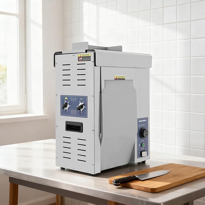 Commercial Burger Buns Toaster, 2000W Electric Vertical Burger Bread Baking Machine, Hamburger Bread Baking Machine for Fast Food Restaurant Bakery, Temperature & Thickness Adjustable