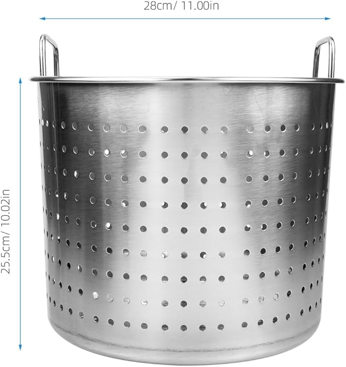 Hemoton Stainless Steel Steamer Basket for Pot, Large Deep Fryer Pot Strainer for Boiling, Frying Turkey, Crawfish, Insert Seafood Boil Basket for Home Restaurant Kitchen