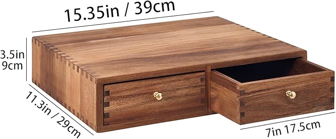 Acacia Wood K Cup Organizer Drawer, Coffee Pod and Tea Storage Box with Non-Slip Pad, 30 Pod Capacity Under Brewer, Countertop Coffee Station Holder for Machine Stand
