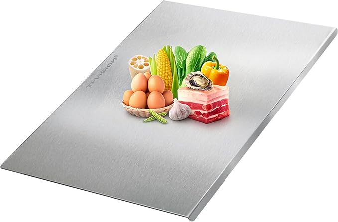 Pure Titanium Cutting Board with Lip - 100% Food-Grade Metal Chopping Board for Kitchen - Non-Porous, Easy to Clean, Dishwasher Safe (Small)