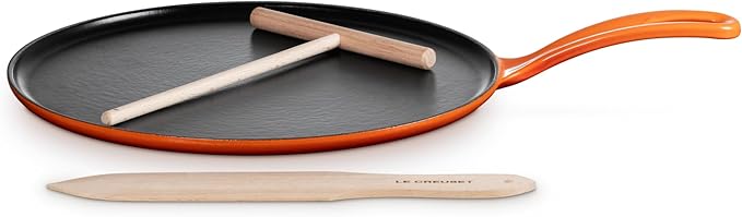 Le Creuset Enameled Cast Iron Traditional Round Crepe Pan, 10.25", Flame