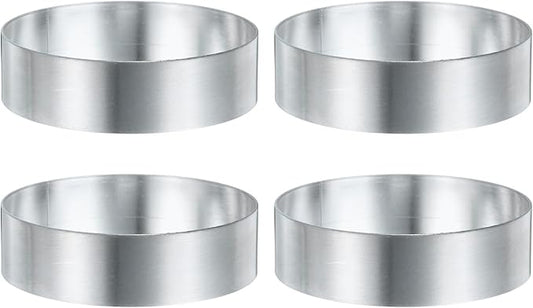 HARFINGTON 4Pcs Round Cake Ring 2.76 x 1 Inch Seamless Stainless Steel Pastry Mousse Dessert Ring Mirror Coating for Baking Cooking English Muffins Crumpet Making Tool