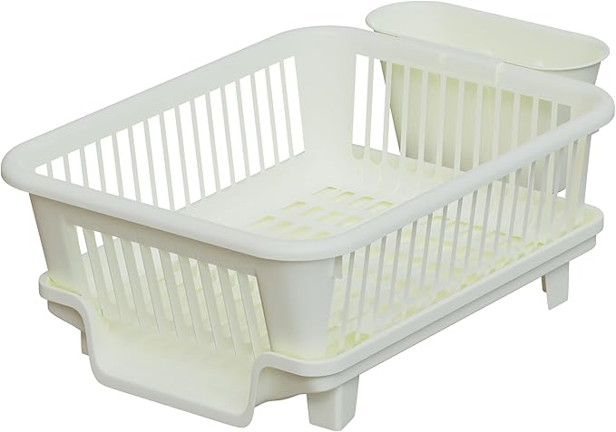 3pc Large Dish Drying Rack, Space Saving Dish Rack for Kitchen Counter, Plastic Dish Rack with Cutlery Holder and Dish Drainer
