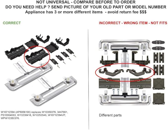 GLOB PRO SOLUTIONS 3447661 W10253546 W10712394VP WPW10350376 CKD3884 Dishrack Adjuster Kit