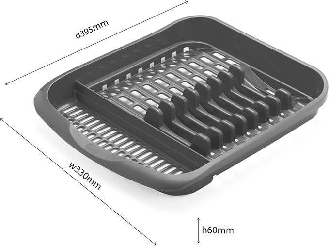 Addis 516468 Plate Dish Draining Rack, Soft Black, 33 x 39.5 x 6 cm