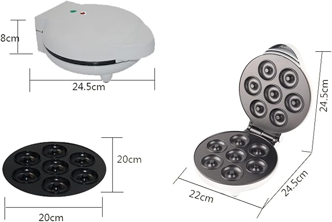Fabater Maker Machine, Electric Non Stick Doughnut Maker, Toaster Donut Machine for Home Snacks Dessert with Non Slip Feet, Breakfast Maker, Baking Pan, Makes 7 Doughnuts