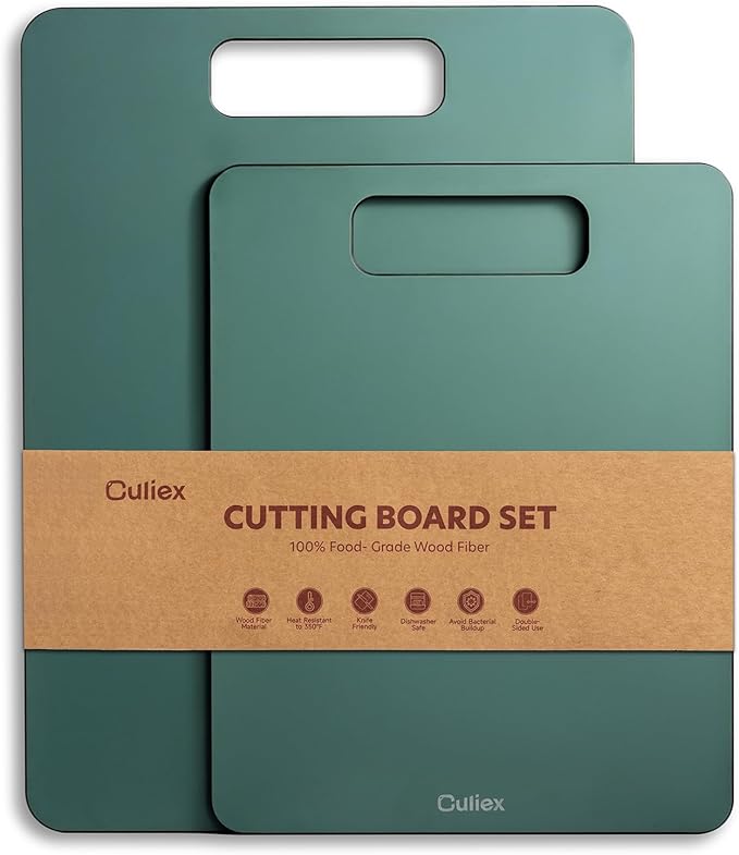 Wood Fiber Cutting Board Set of 2, Composite Cutting Board for Kitchen, Dishwasher Safe, Non-Toxic, BPA Free, Non-Slip, High Density Chopping Board for Meat Vegetables Fruits