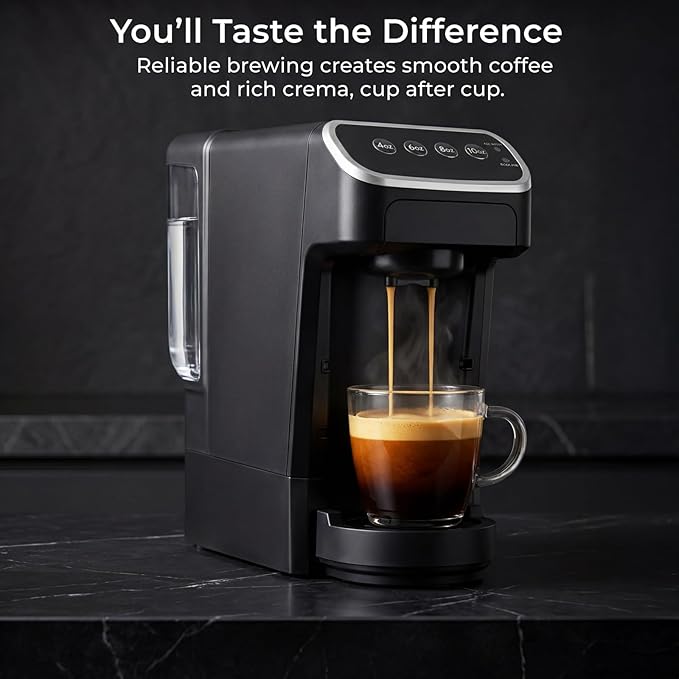 Coffee Machine – Compatible with Senseo Pods – Fast Brewing Single-Serve Coffee Maker with Rich Flavor Extraction, Crema Layer, Space-Saving Sleek Design, Barista-Quality Taste