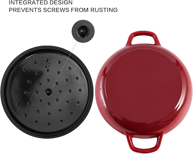 Braiser Enameled Cast Iron Braiser 3 qt Braiser Pan with Lid Red Shallow Cast Iron Casserole Braiser Pan with Handels