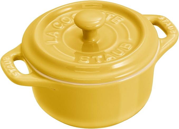 STAUB Ceramic 3-pc Mini Round Cocotte Set, Citron