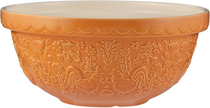Mason Cash Home to Roost Mixing Bowl | 24cm Earthenware Bowl with Embossed Hen & Cockerel Design | Classic Bakeware for Dough, Pastry & Cake Mixing | Dishwasher & Freezer Safe