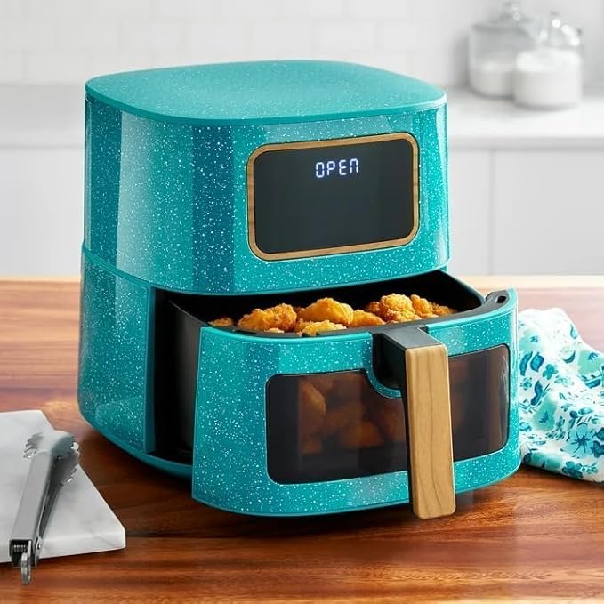 Fast PLL-ne!r 5.8 Quart Air Fryer, Teal Speckle – Family-Size Digital Air Fryer with Rapid Heat Technology, Nonstick Basket, Energy Efficient Design, Easy Clean, Country Chic Kitchen Appliance