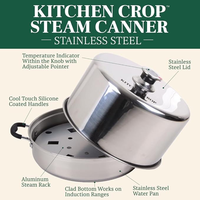 Kitchen Crop Steam Canner with Temperature Indicator (Stainless Steel Steam Canner + Tools)