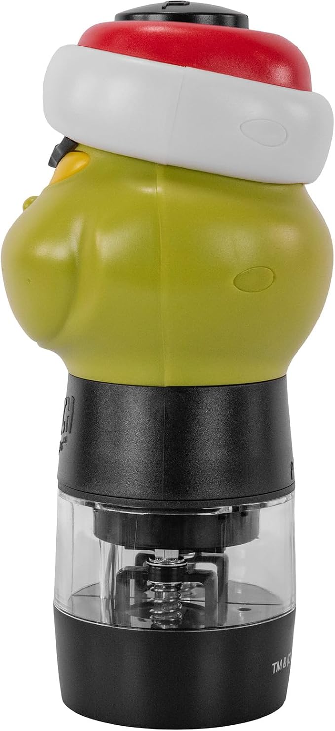 Uncanny Brands Dr. Suess The Grinch Salt and Pepper Grinder – Dual Chamber Electric Mill with Adjustable Coarseness and LED Light – Battery Powered