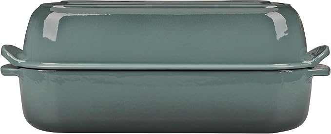 Enameled Cast Iron Loaf Pan with Lid, Bread pan, Dutch Oven Bread pan for Homemade Sourdough Bread Baking, 12.5x5.5 inch, 5qt, Slateblue