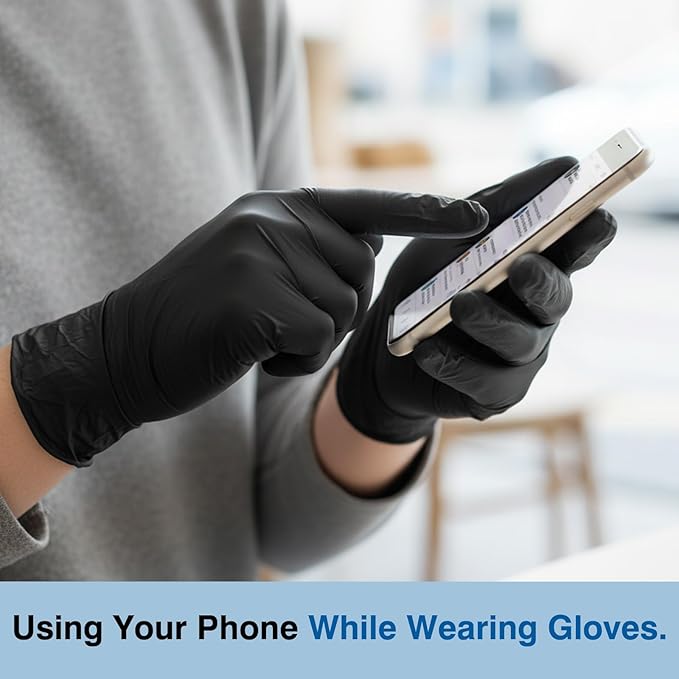 Fixwal Black Disposable Nitrile Gloves, 4 Mil, 120 Count, Cleaning Service Gloves, Latex Free, Powder Free, Disposable Gloves for Cooking, Cleaning