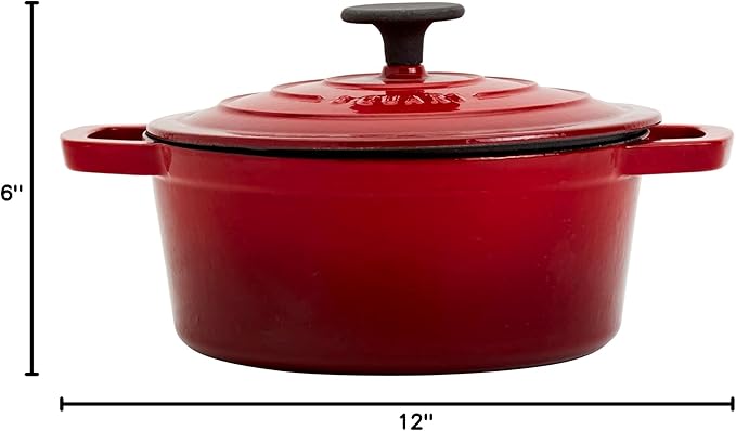 Smith & Clark 3-Quart Enameled Cast Iron Dutch Oven Pot with Lid, Red