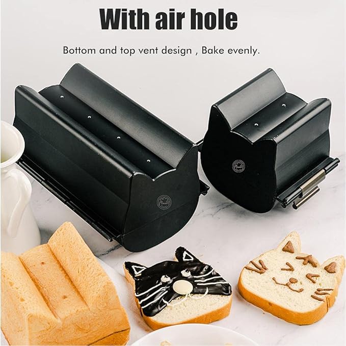 JTLB Loaf Pan with Lid, Bread Loaf Pan, Non Stick Bread Cute Cat Shaped Bread Baking Tool for DIY Cakes Biscuits (small)
