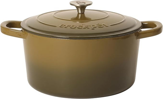 Crock Pot Artisan 7-Quart Round Cast Iron Dutch Oven Pot With Lid - Gradient Sage Green